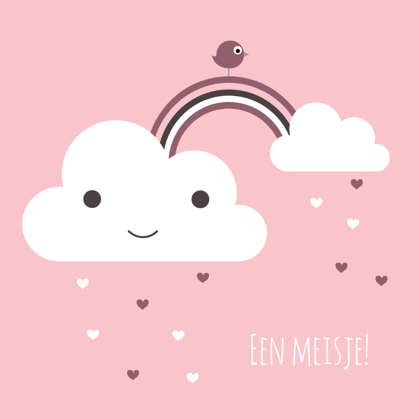 Felicitatie - Wolk, boog, meisje - Felicitatiekaarten Felicitatiekaarten - Felicitatie - Wolk, boog, meisje