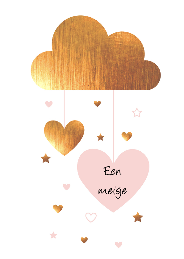 Felicitatiekaarten - Felicitatie - Wolk, goud, meisje