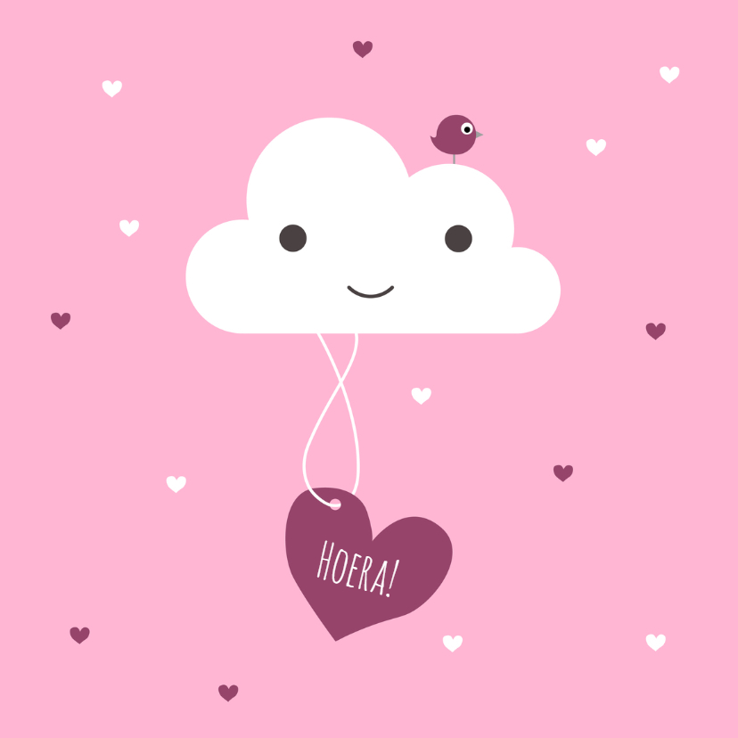 Felicitatie - Wolk, meisje, hart - Felicitatiekaarten Felicitatiekaarten - Felicitatie - Wolk, meisje, hart