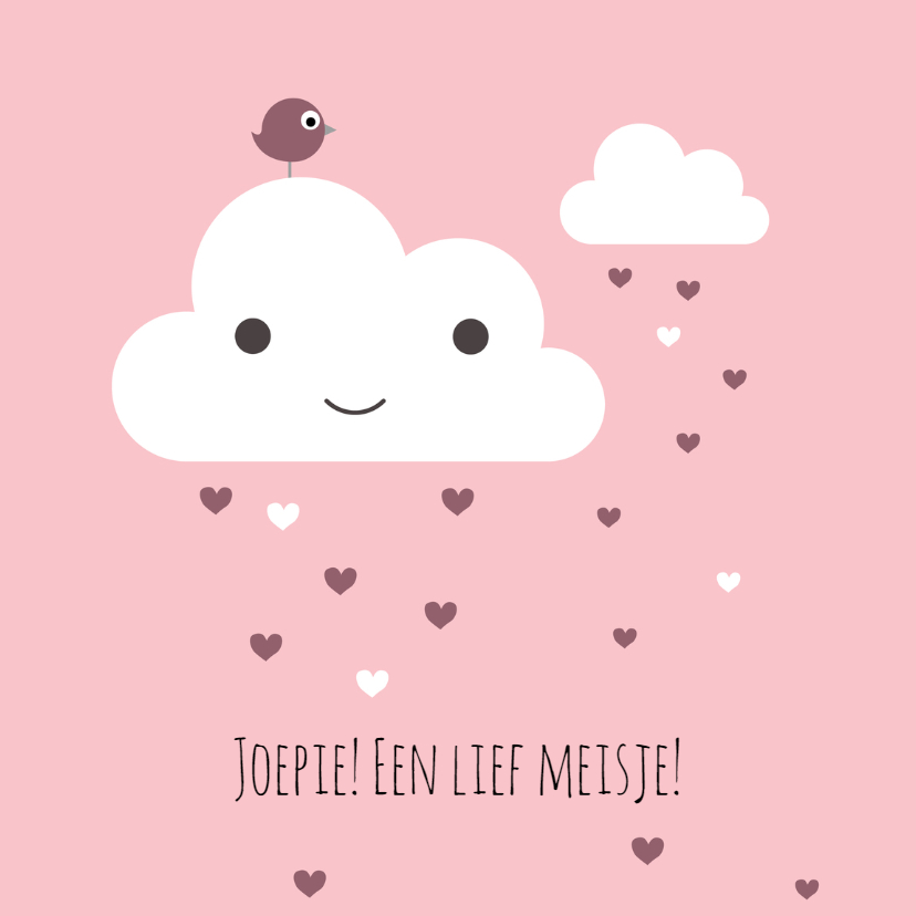 Felicitatie Wolk met roze harten - Felicitatiekaarten Felicitatiekaarten - Felicitatie Wolk met roze harten