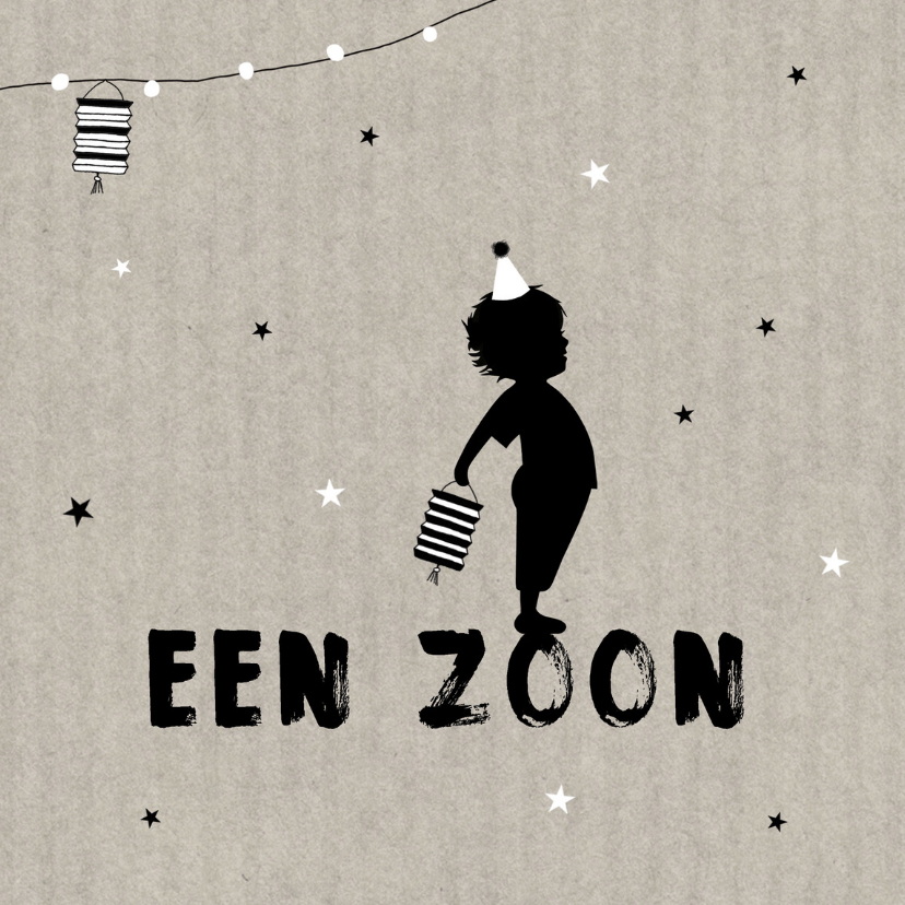 Felicitatie zoon silhouet lampion - MW - Felicitatiekaarten Felicitatiekaarten - Felicitatie zoon silhouet lampion - MW