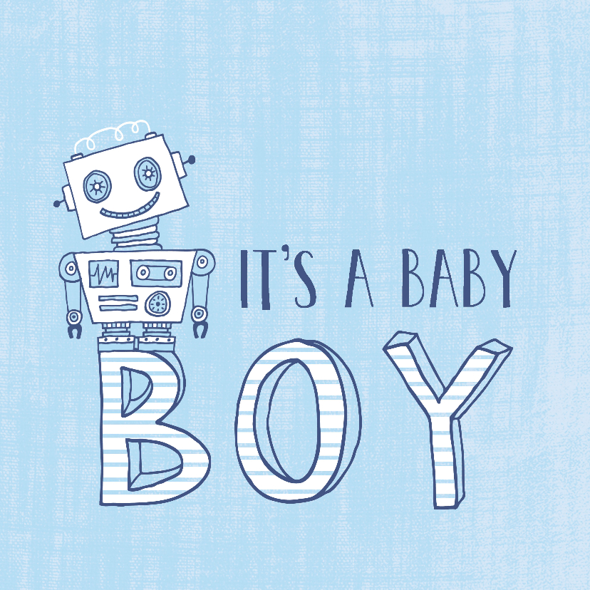 Felicitatiekaarten -  Felicitatie zoon silhouet robot blauw 1 - MW