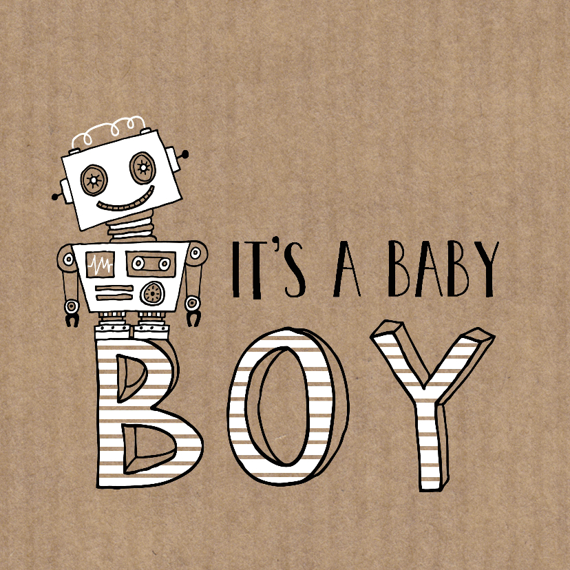 Felicitatie zoon silhouet robot Kraft - MW - Felicitatiekaarten Felicitatiekaarten - Felicitatie zoon silhouet robot Kraft - MW