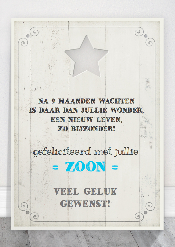 Wonderbaar Felicitatie Zoon Tekstbord Hout | Kaartje2go HN-76