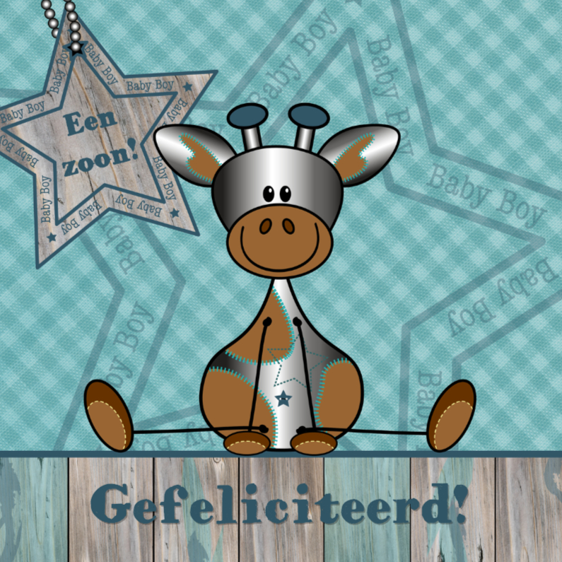 Felicitatiekaarten - Felicitatie zoon zilver girafje