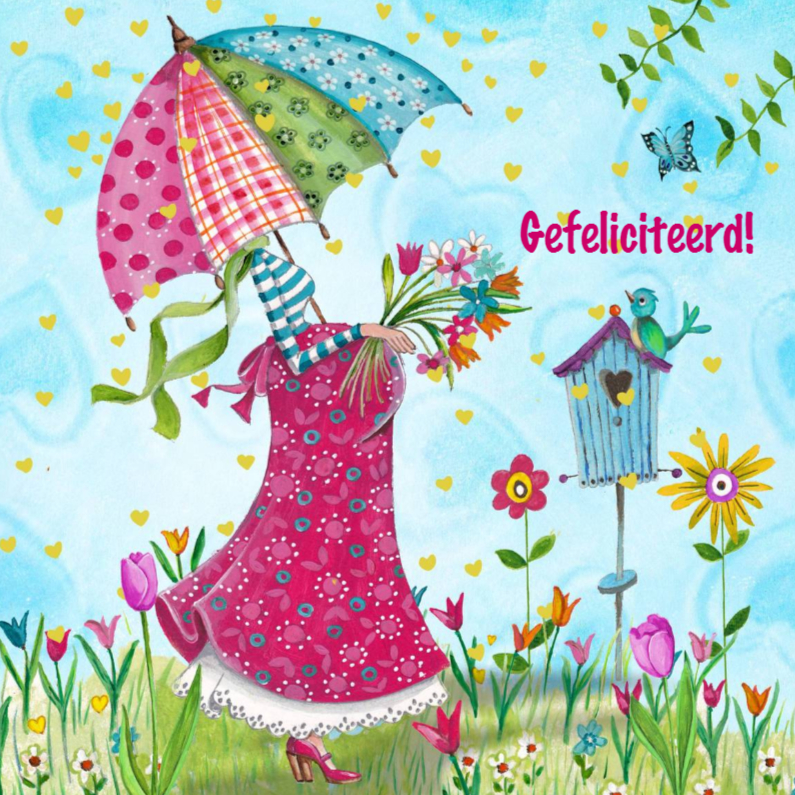 Felicitatiekaarten - Felicitatie Zwanger Parasol Illustratie