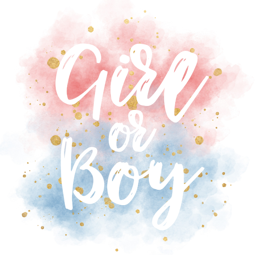 Felicitatiekaarten - Felicitatie zwangerschap boy or girl waterverf
