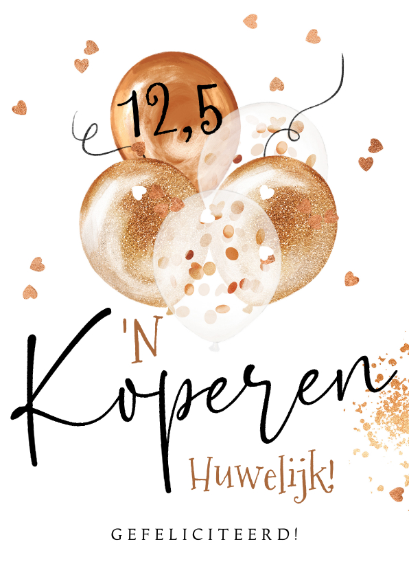 Felicitatiekaart 12,5jaar koperen | Kaartje2go