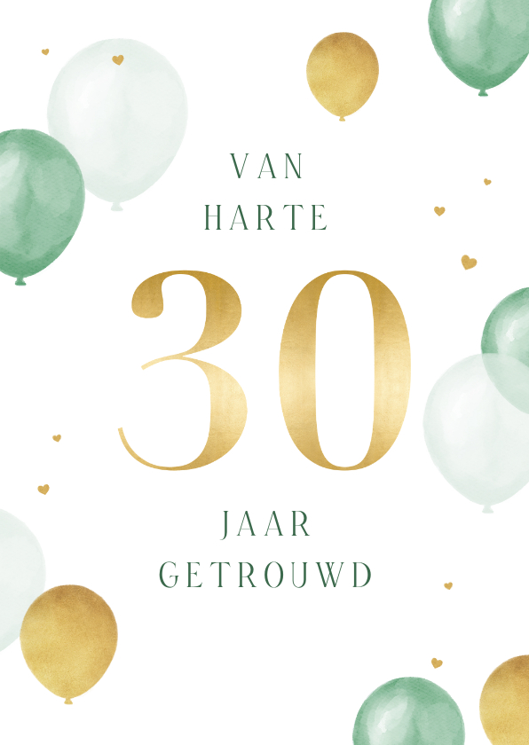 Felicitatiekaart 30 Jaar Getrouwd Goud Kaartje2go