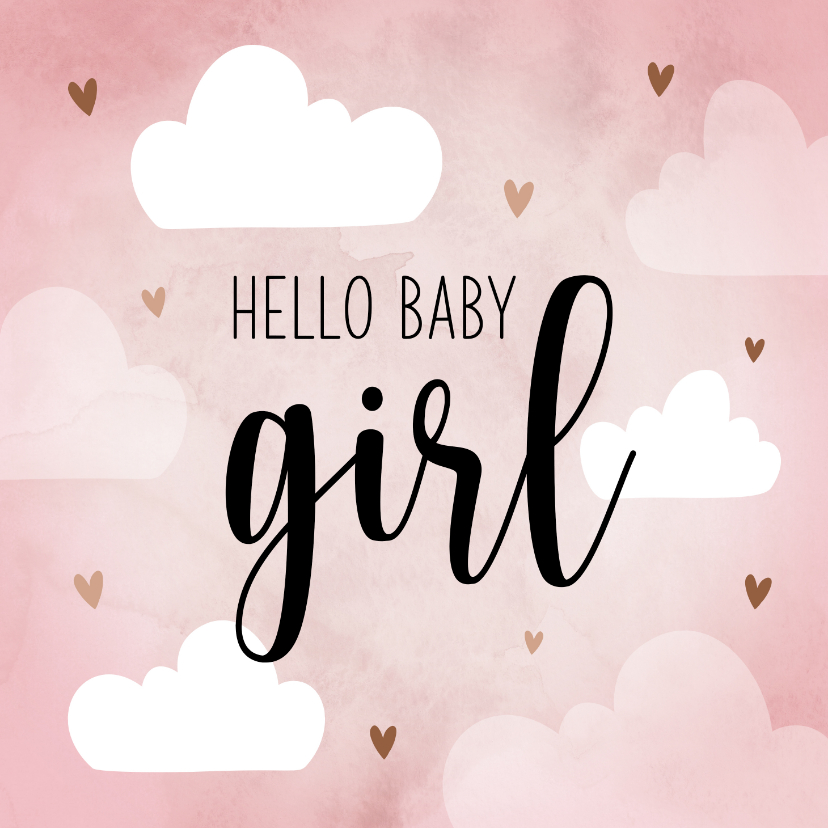 Felicitatiekaarten - Felicitatiekaart baby girl met hartjes