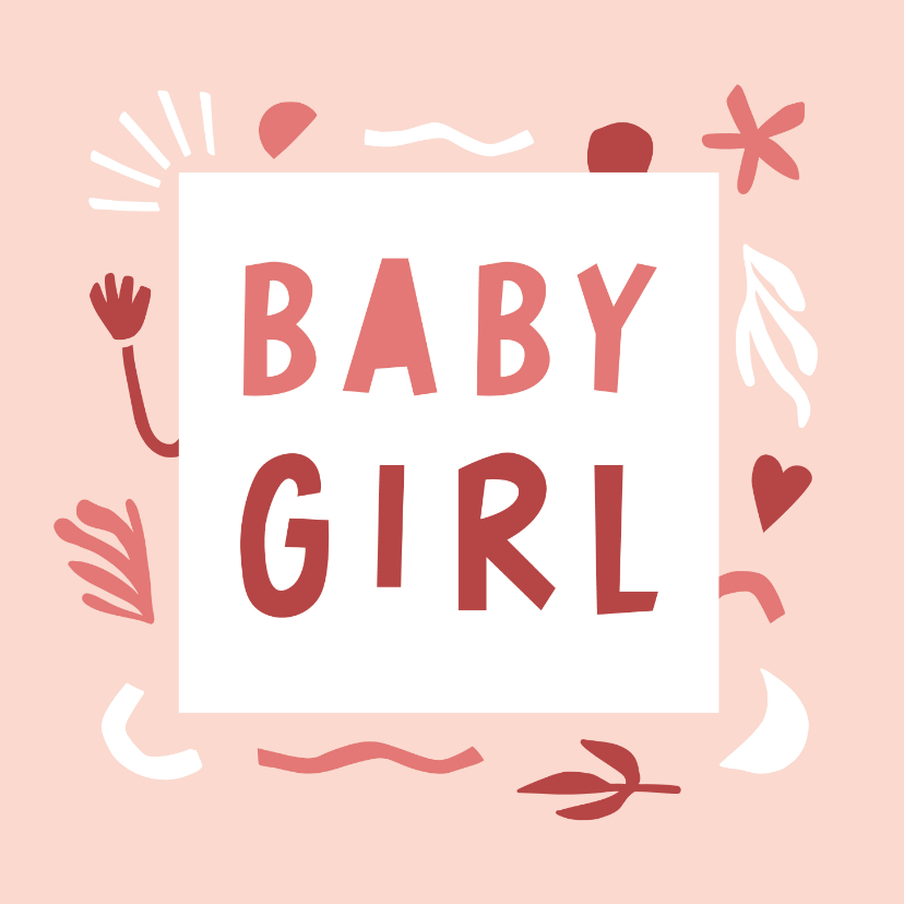 Felicitatiekaarten - Felicitatiekaart Baby Girl vrolijke vormen