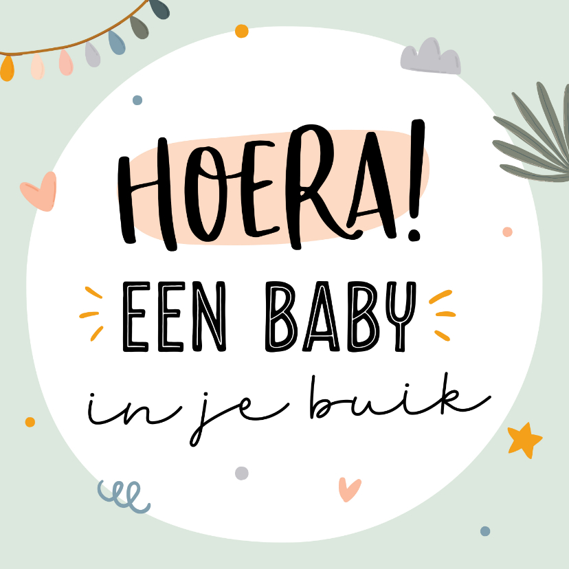 Felicitatiekaart baby in je buik - Felicitatiekaarten Felicitatiekaarten - Felicitatiekaart baby in je buik
