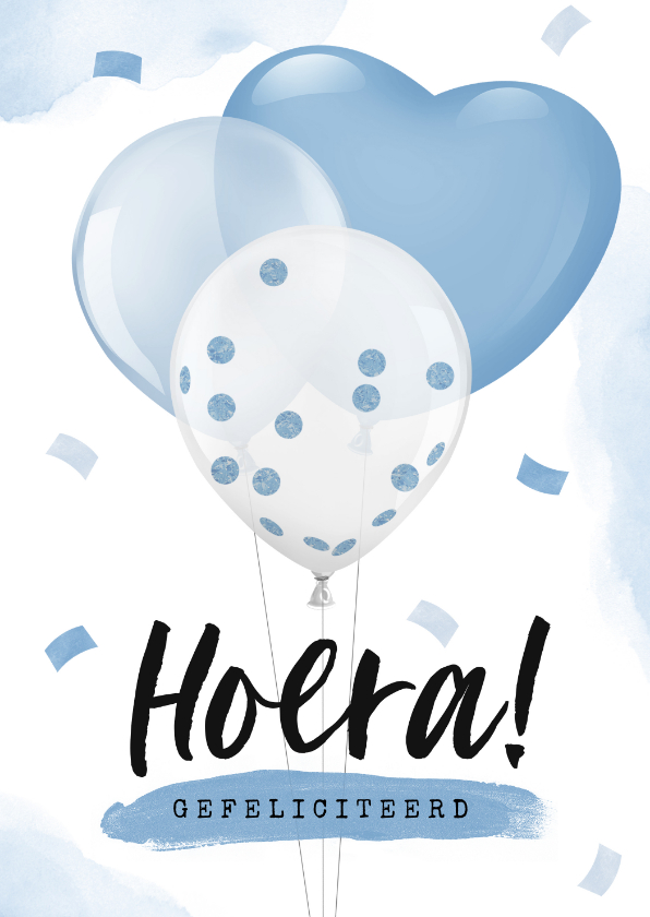 Felicitatiekaarten - Felicitatiekaart baby jongen zwanger ballonnen confetti