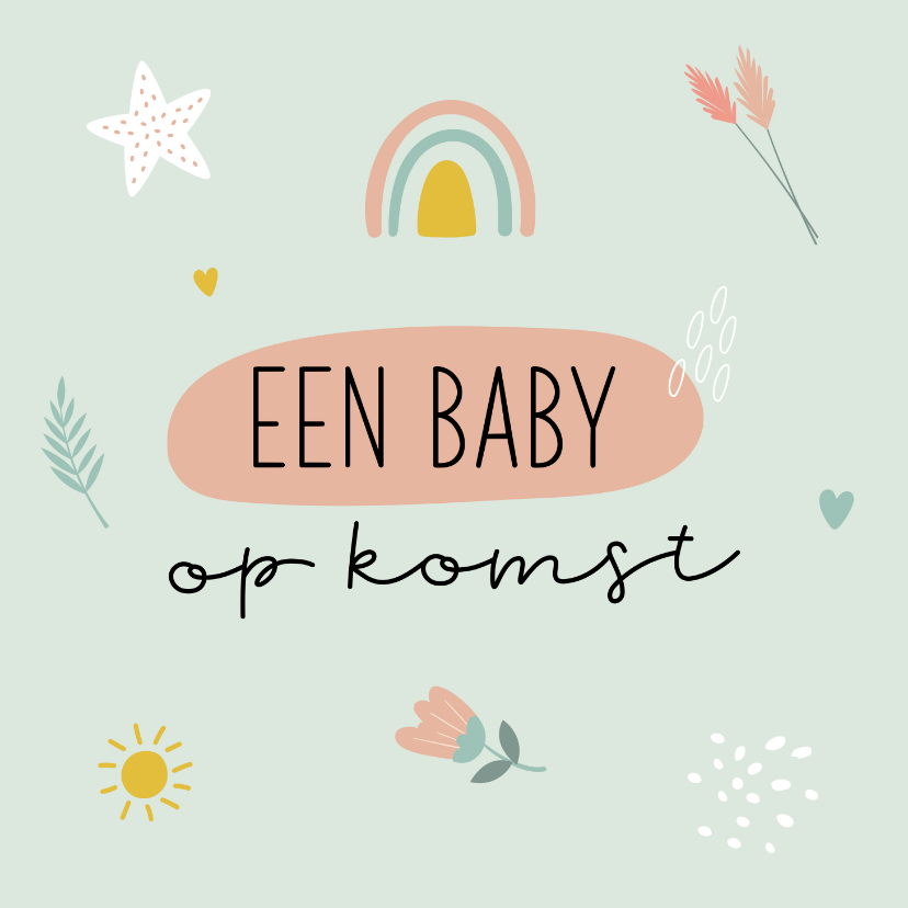 Felicitatiekaarten - Felicitatiekaart baby op komst met regenboog