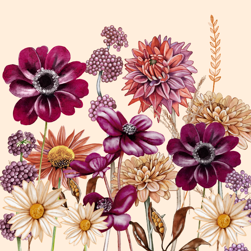 Felicitatiekaarten - Felicitatiekaart bloemen in de herfst