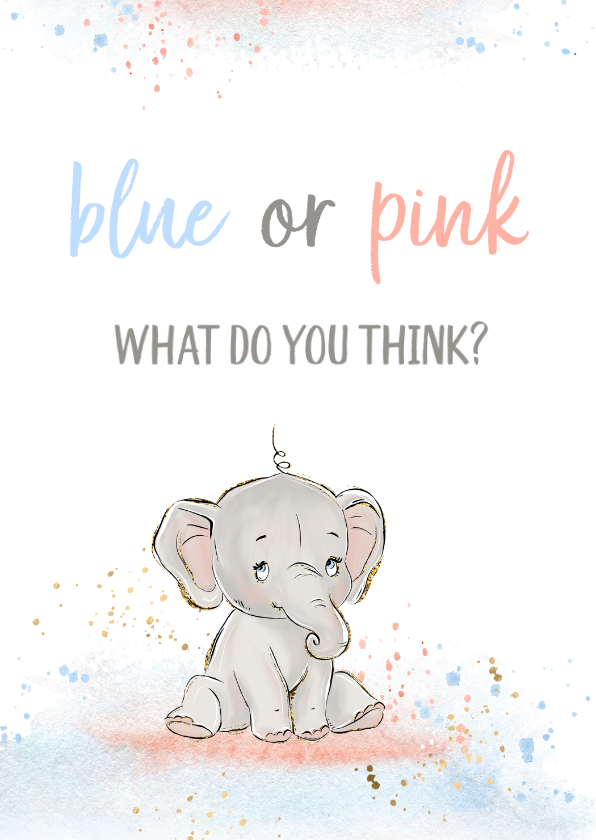 Felicitatiekaart 'blue or pink' - Felicitatiekaarten Felicitatiekaarten - Felicitatiekaart 'blue or pink'