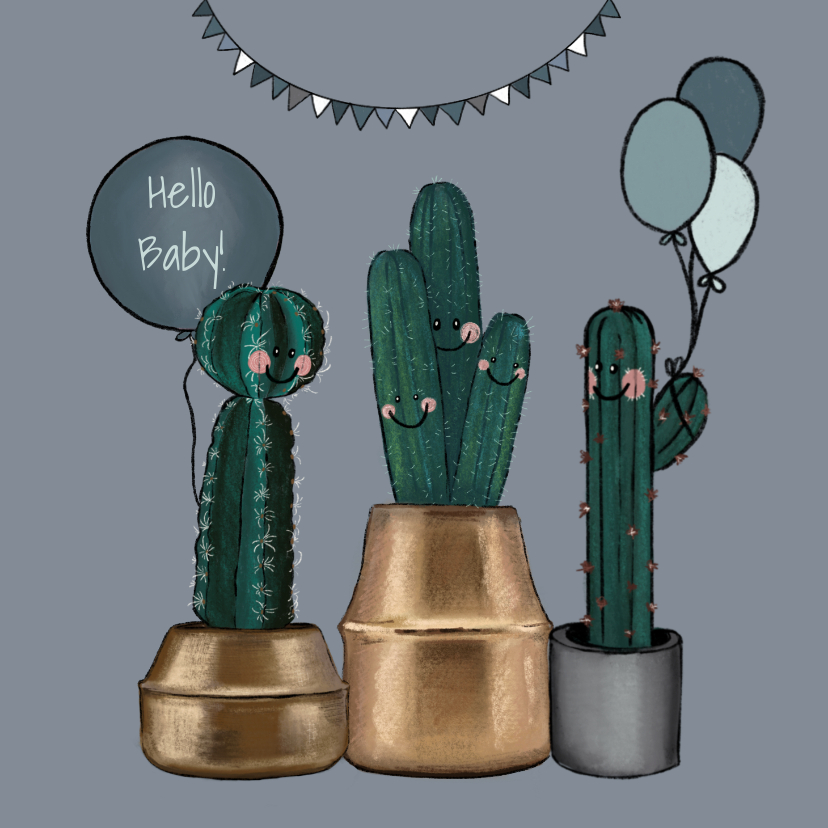 Felicitatiekaart cactussen geboorte jongen - Felicitatiekaarten Felicitatiekaarten - Felicitatiekaart cactussen geboorte jongen