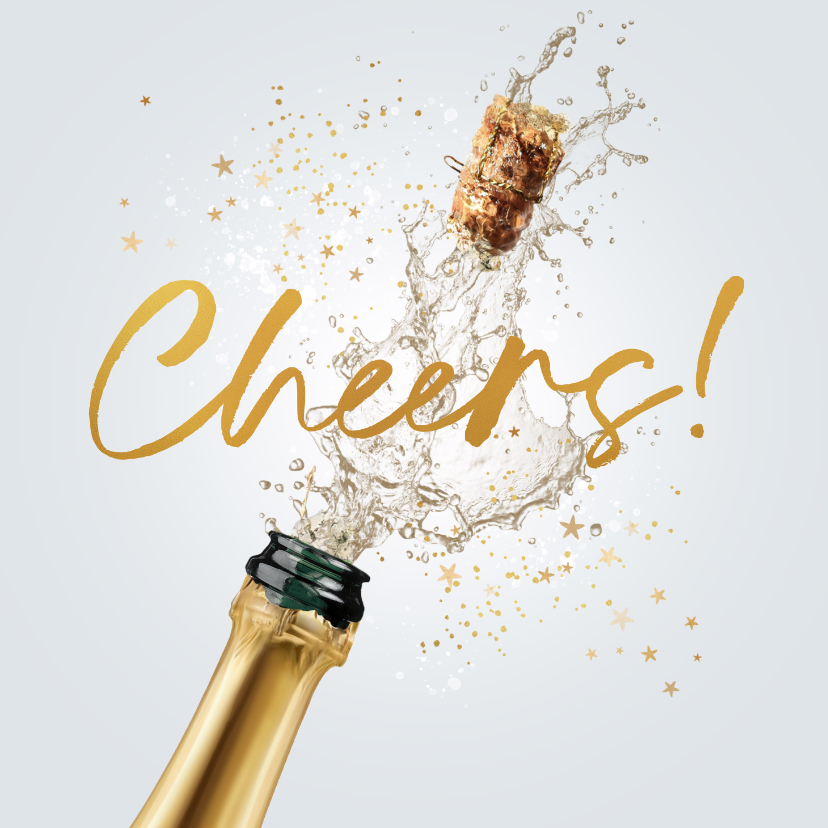 Felicitatiekaarten - Felicitatiekaart champagne nieuwe woning huis gekocht cheers