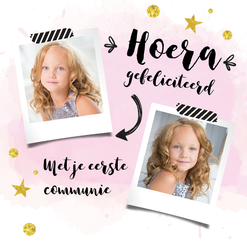 Felicitatiekaart communie met foto's - Felicitatiekaarten Felicitatiekaarten - Felicitatiekaart communie met foto's