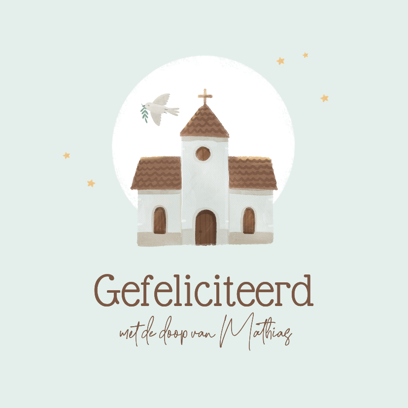 Felicitatiekaart doop kerk christelijk kerk witte duif - Felicitatiekaarten Felicitatiekaarten - Felicitatiekaart doop kerk christelijk kerk witte duif