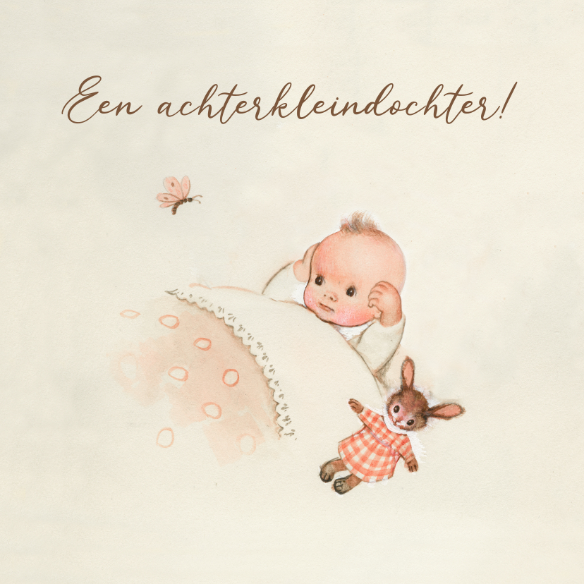 Felicitatiekaarten - Felicitatiekaart geboorte - Achterkleindochter met vlinder