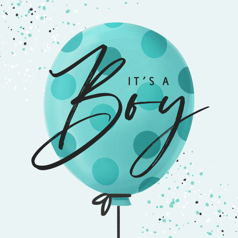 Felicitatiekaarten - Felicitatiekaart geboorte baby ballon jongen