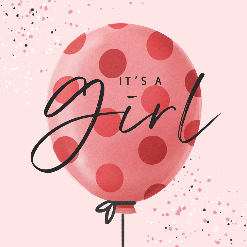 Felicitatiekaarten - Felicitatiekaart geboorte baby ballon meisje