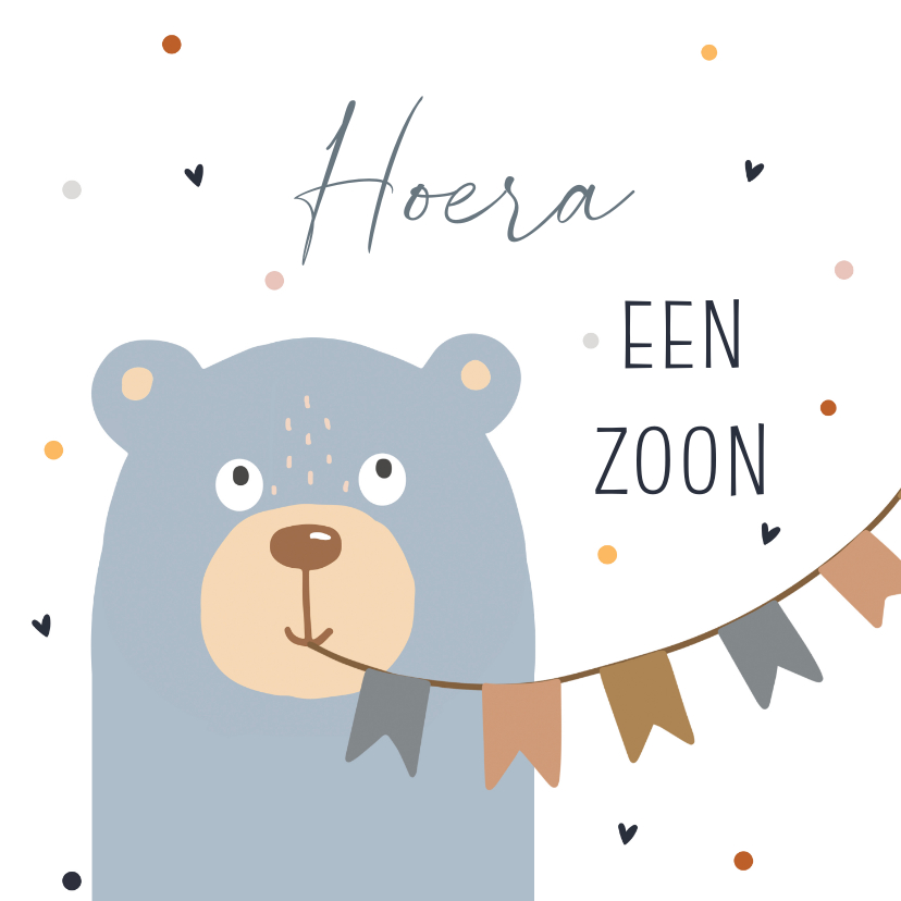 Felicitatiekaart geboorte - beer vlaggetjes jongen - Felicitatiekaarten Felicitatiekaarten - Felicitatiekaart geboorte - beer vlaggetjes jongen