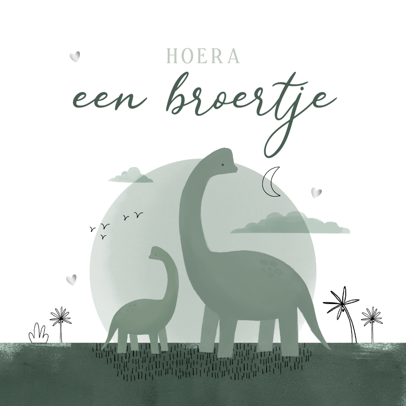 Felicitatiekaarten - Felicitatiekaart geboorte broertje dinosaurussen jungle