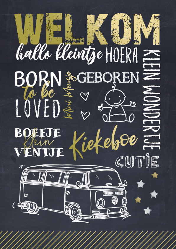 Felicitatiekaart geboorte busje - Felicitatiekaarten Felicitatiekaarten - Felicitatiekaart geboorte busje