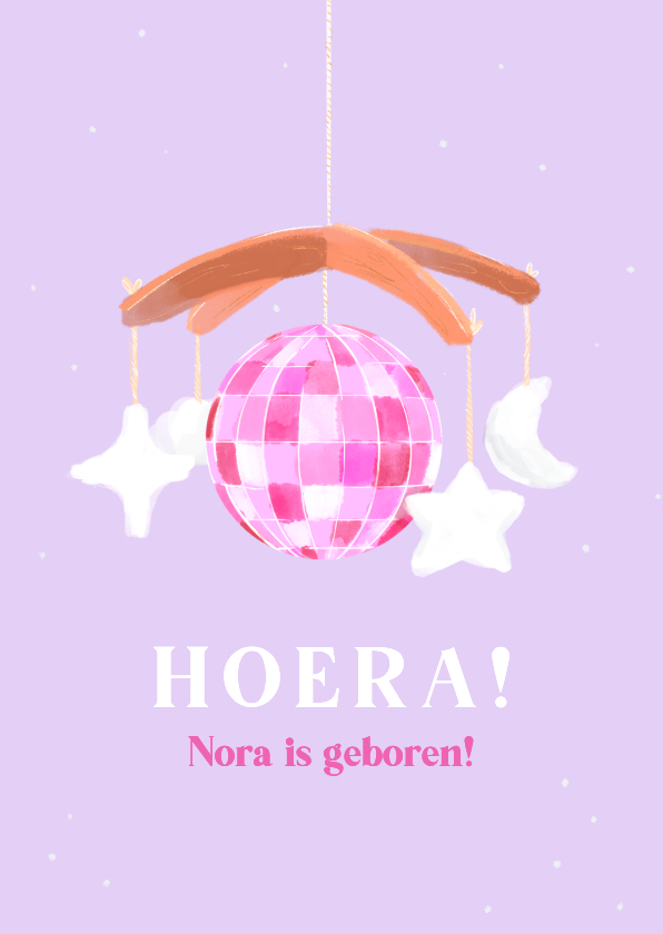 Felicitatiekaarten - Felicitatiekaart geboorte discobal meisje 