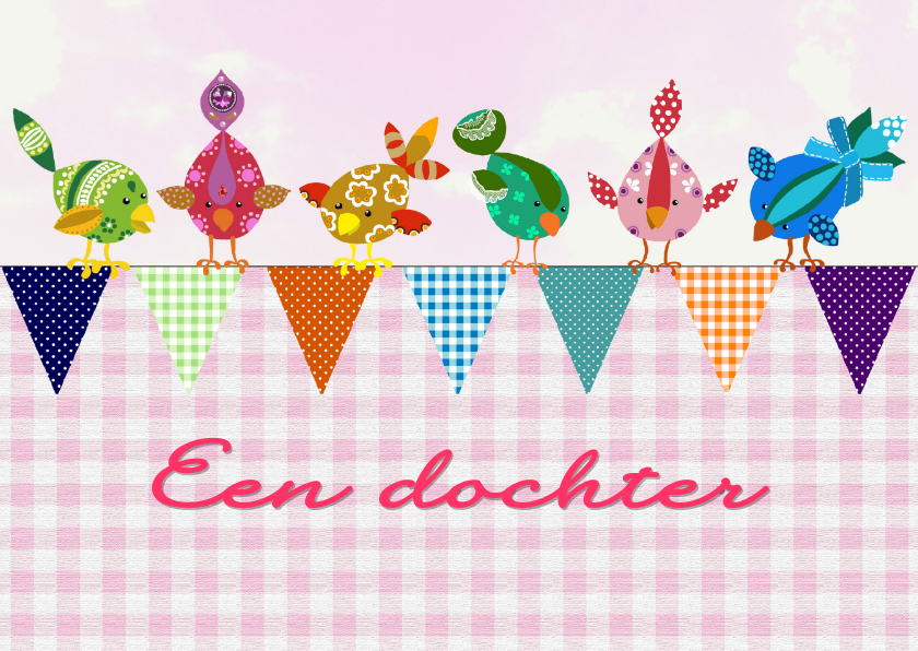 Felicitatiekaart geboorte dochter vogel - Felicitatiekaarten Felicitatiekaarten - Felicitatiekaart geboorte dochter vogel