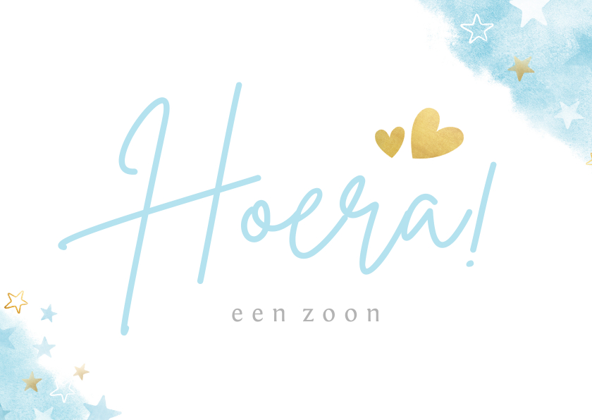 Felicitatiekaarten - Felicitatiekaart geboorte - hoera aan zoon met sterretjes