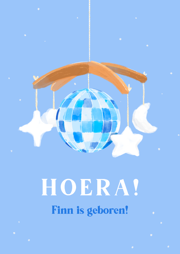 Felicitatiekaart geboorte jongen met discobal - Felicitatiekaarten Felicitatiekaarten - Felicitatiekaart geboorte jongen met discobal