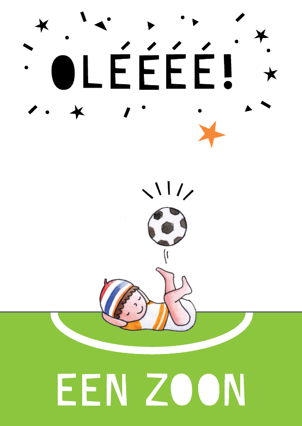 Felicitatiekaarten - Felicitatiekaart geboorte jongen voetbal illustratie
