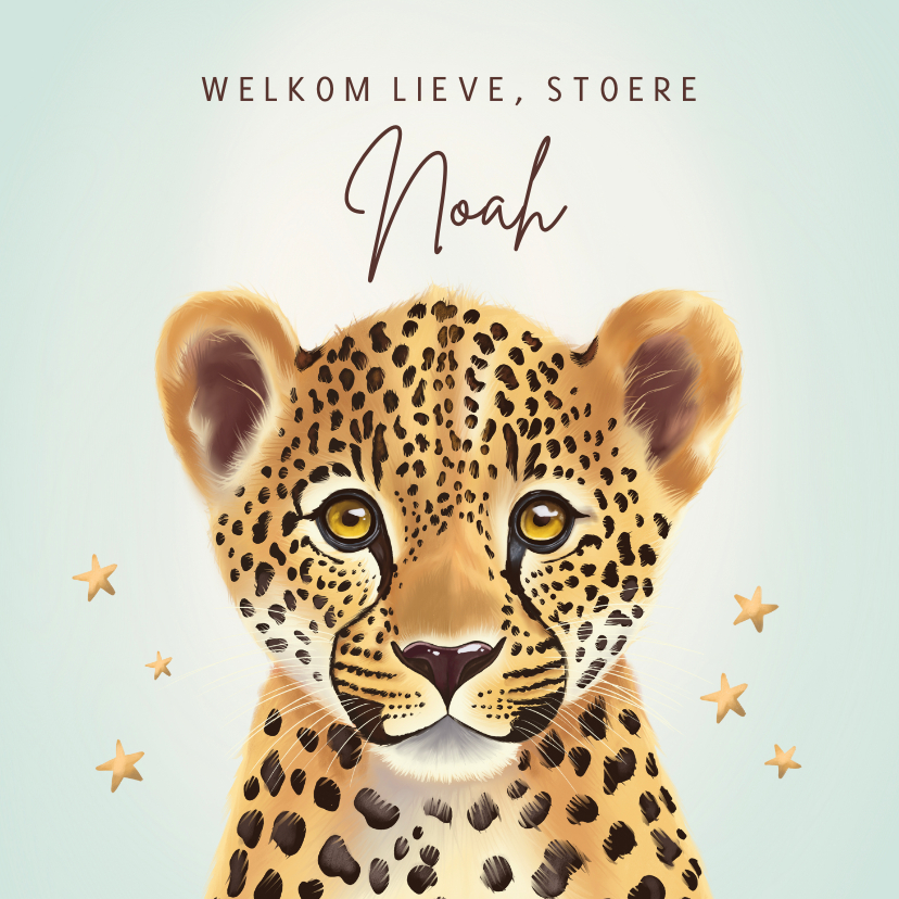 Felicitatiekaarten - Felicitatiekaart geboorte jongenschattige luipaard