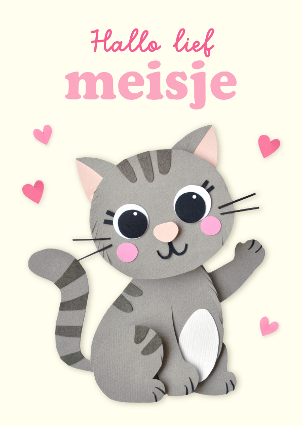 Felicitatiekaarten - Felicitatiekaart geboorte kitten meisje