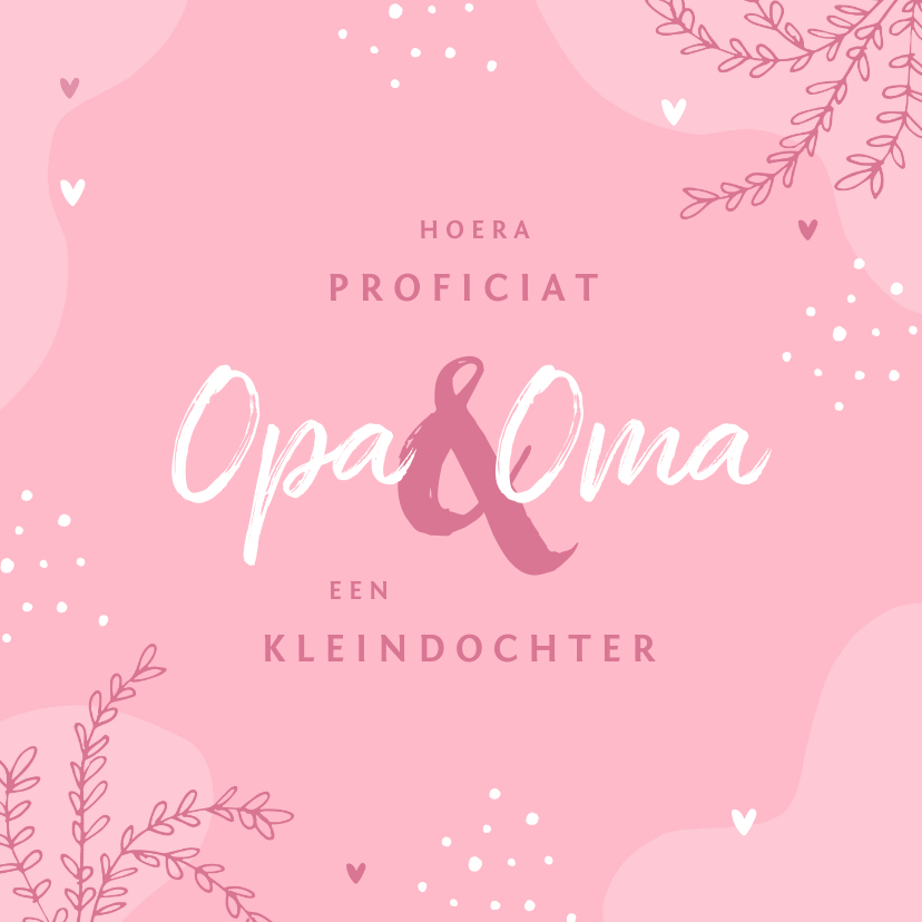 Felicitatiekaart geboorte meisje kleindochter roze hartjes - Felicitatiekaarten Felicitatiekaarten - Felicitatiekaart geboorte meisje kleindochter roze hartjes