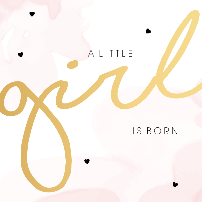 Felicitatiekaarten - Felicitatiekaart geboorte meisje waterverf roze