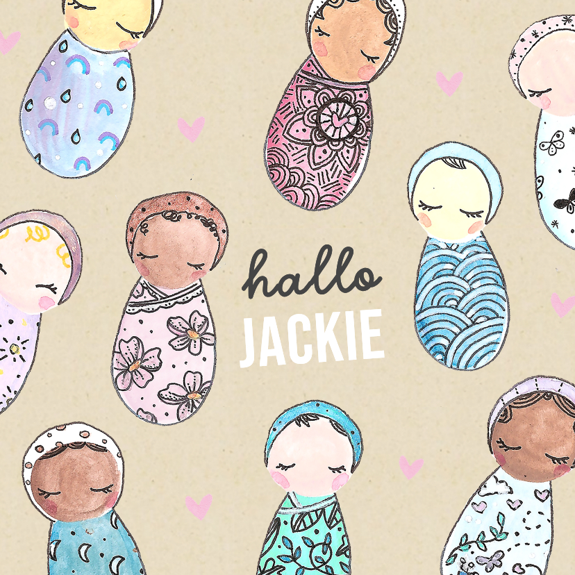 Felicitatiekaarten - Felicitatiekaart geboorte met ingebakerde babies