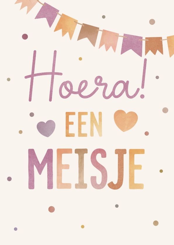 Felicitatiekaart geboorte met kleurrijke vlaggetjes - Felicitatiekaarten Felicitatiekaarten - Felicitatiekaart geboorte met kleurrijke vlaggetjes