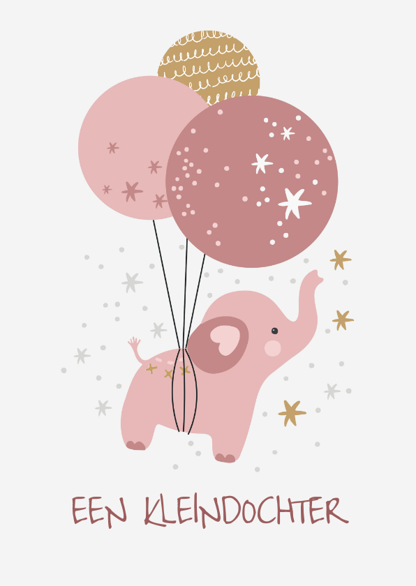 Felicitatiekaarten - Felicitatiekaart geboorte - olifant ballonnen kleindochter