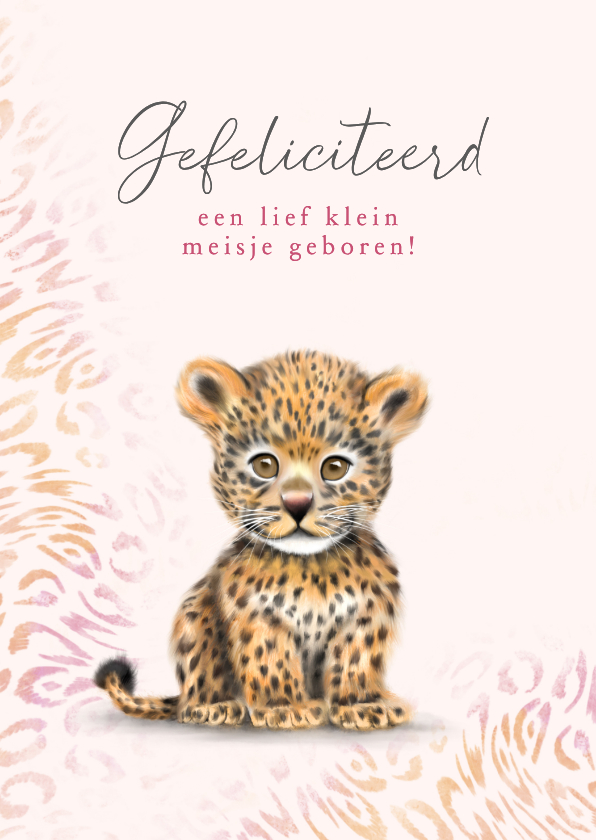 Felicitatiekaarten - Felicitatiekaart geboorte panter meisje