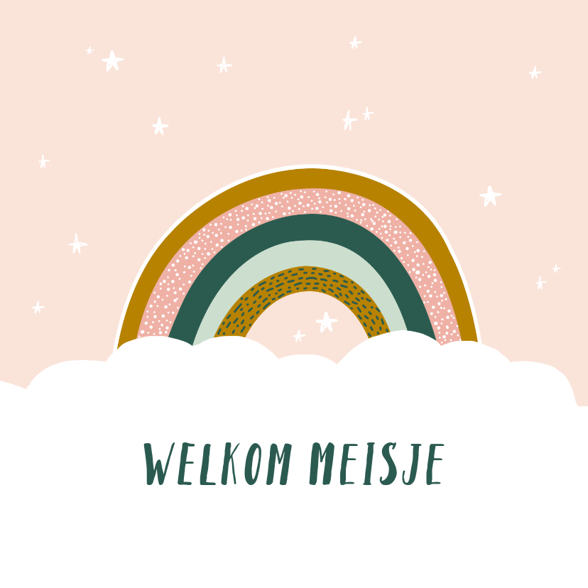 Felicitatiekaarten - Felicitatiekaart geboorte regenboog meisje