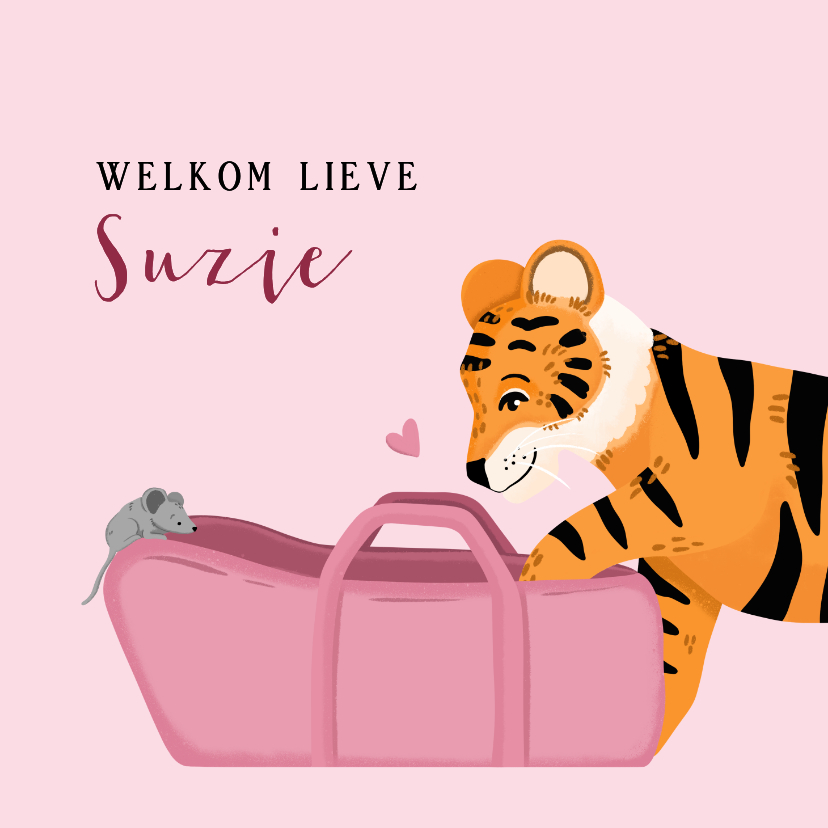 Felicitatiekaarten - Felicitatiekaart geboorte tijger meisje