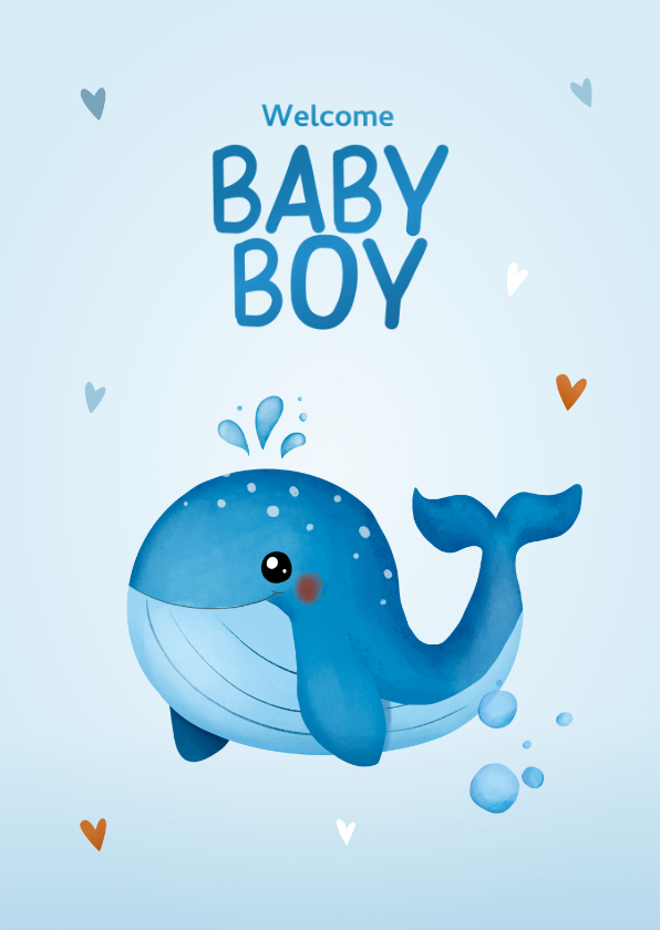Felicitatiekaarten - Felicitatiekaart geboorte van jongen met walvis