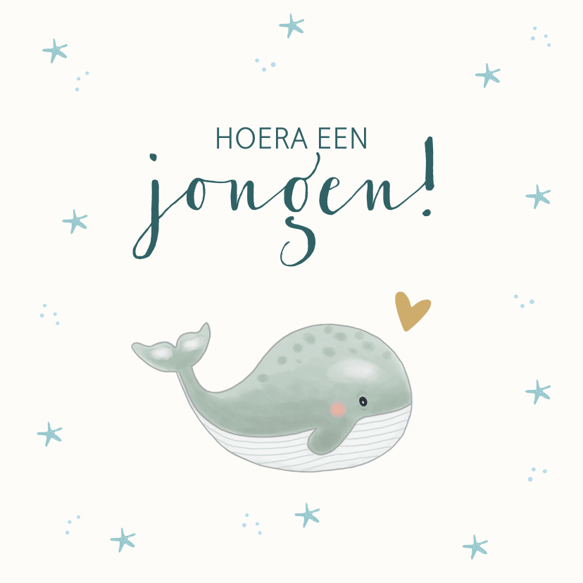 Felicitatiekaarten - Felicitatiekaart geboorte - Walvis jongen