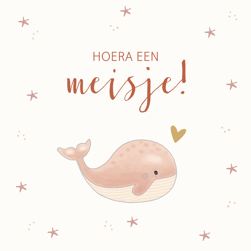 Felicitatiekaarten - Felicitatiekaart geboorte - Walvis meisje