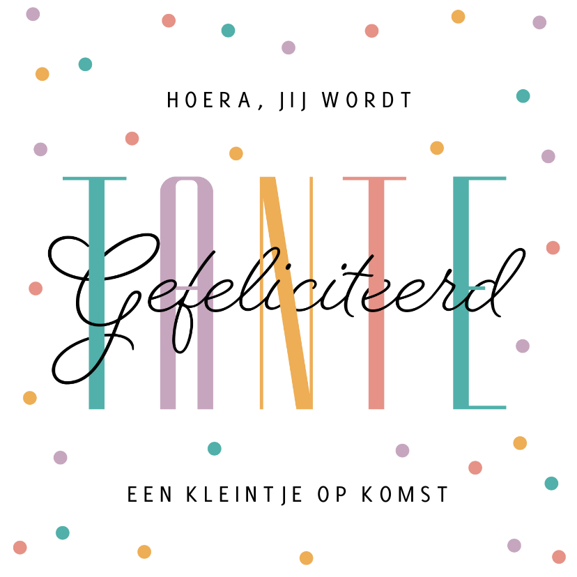 Felicitatiekaarten - Felicitatiekaart gefeliciteerd tante neefje nichtje confetti