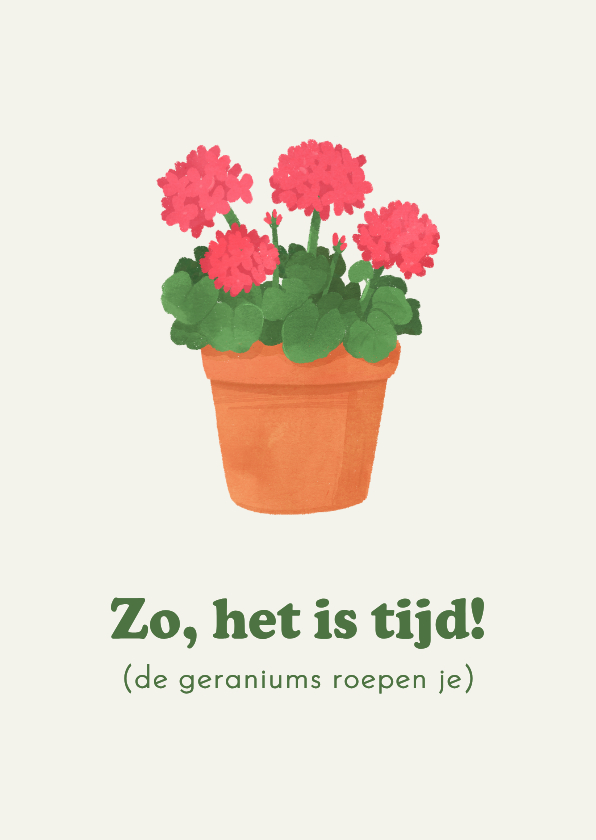 Felicitatiekaarten - Felicitatiekaart geraniums pensioen roze grappig humor